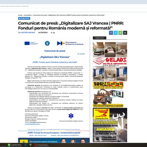 Articolul publicat pe jurnaldevrancea.ro, 24 octombrie 2024
